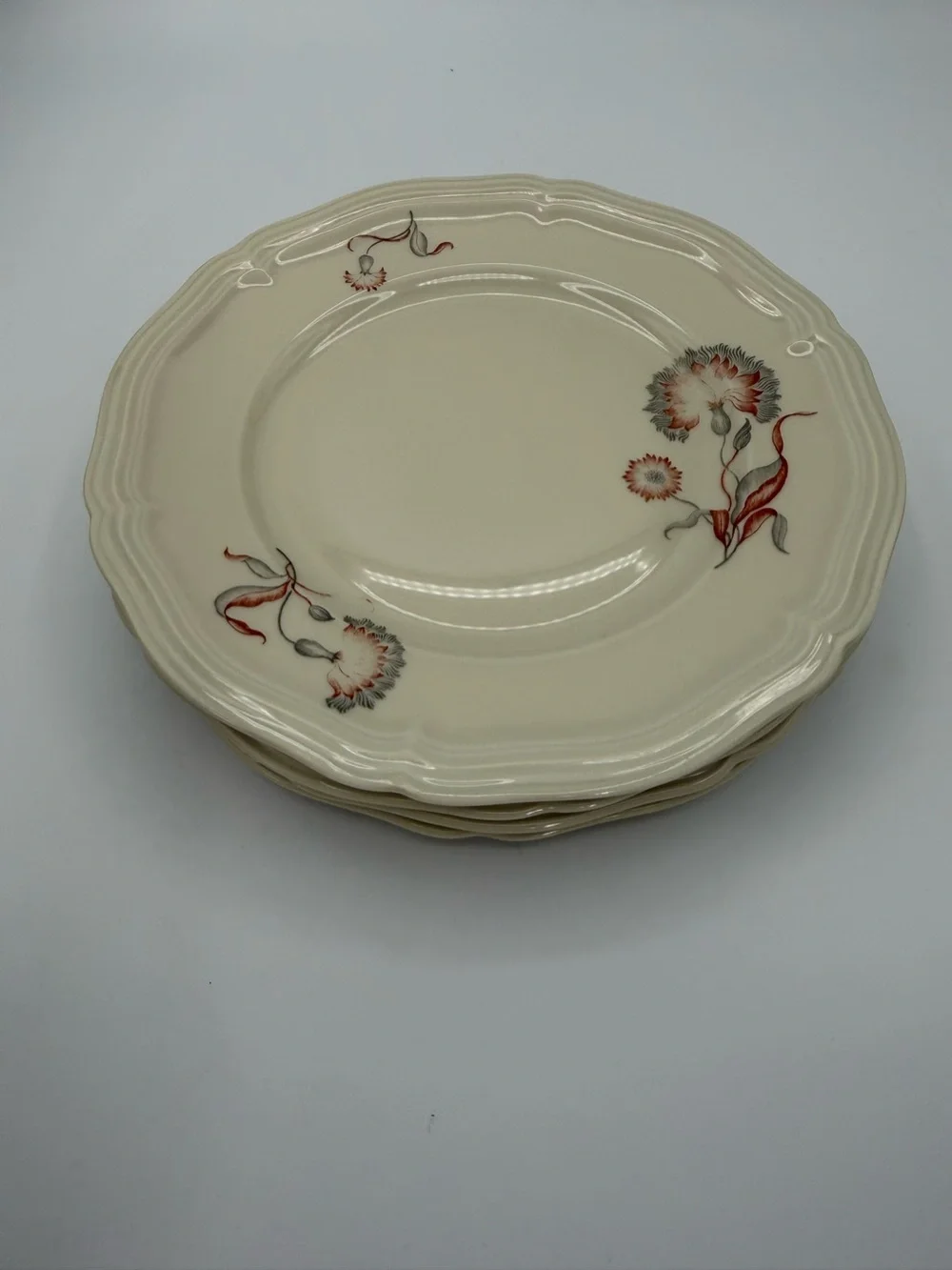 Rosenthal Chippendale Germany Rust Red & Gray  7.5” Salad Plates  Set of 4